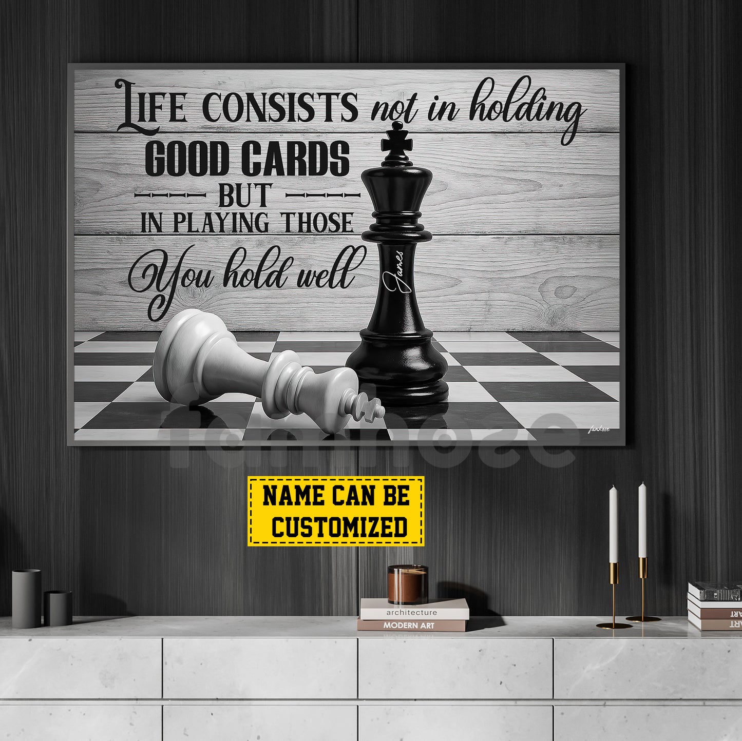 Personalized Chess Canvas Painting, Life Consists Not In Holding Good Cards Sport Wall Art Decor, Poster Gift For Chess Lovers