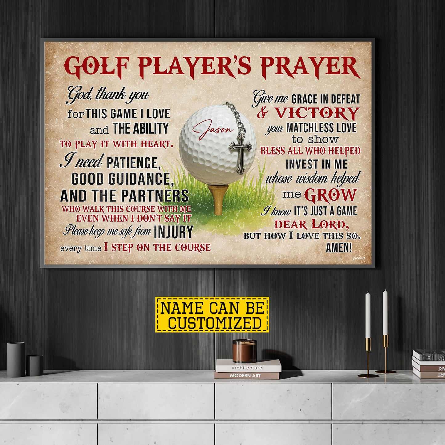 Personalized Golf God Canvas Painting, Golf Player's Prayer Sport Wall Art Decor, Poster Gift For Golf Lover