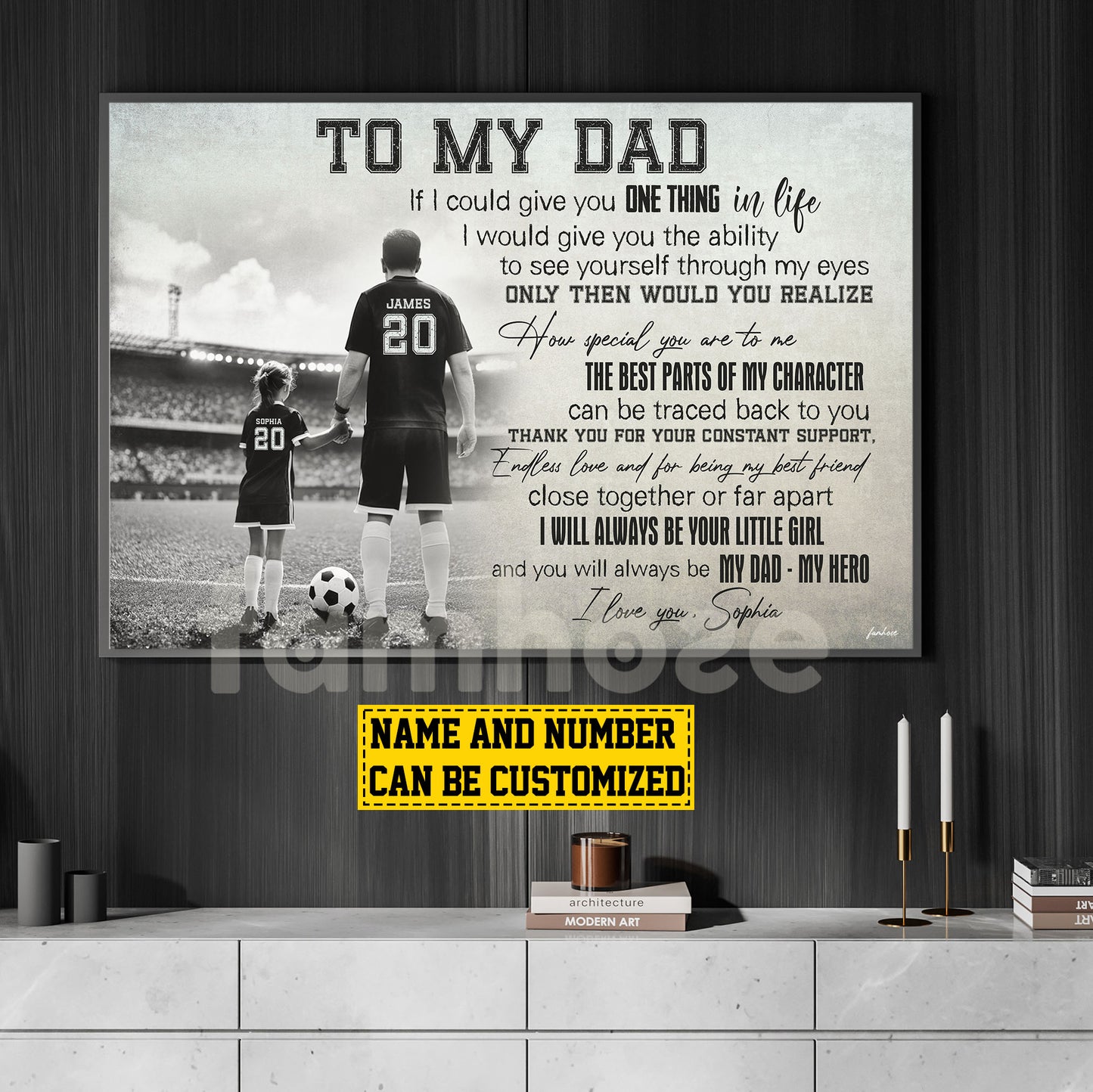 Personalized Soccer Dad Daughter Canvas Painting, To My Dad I Will Always Be Your Little Girl Sport Wall Art Decor, Poster Father's Day Gift For Soccer Lover