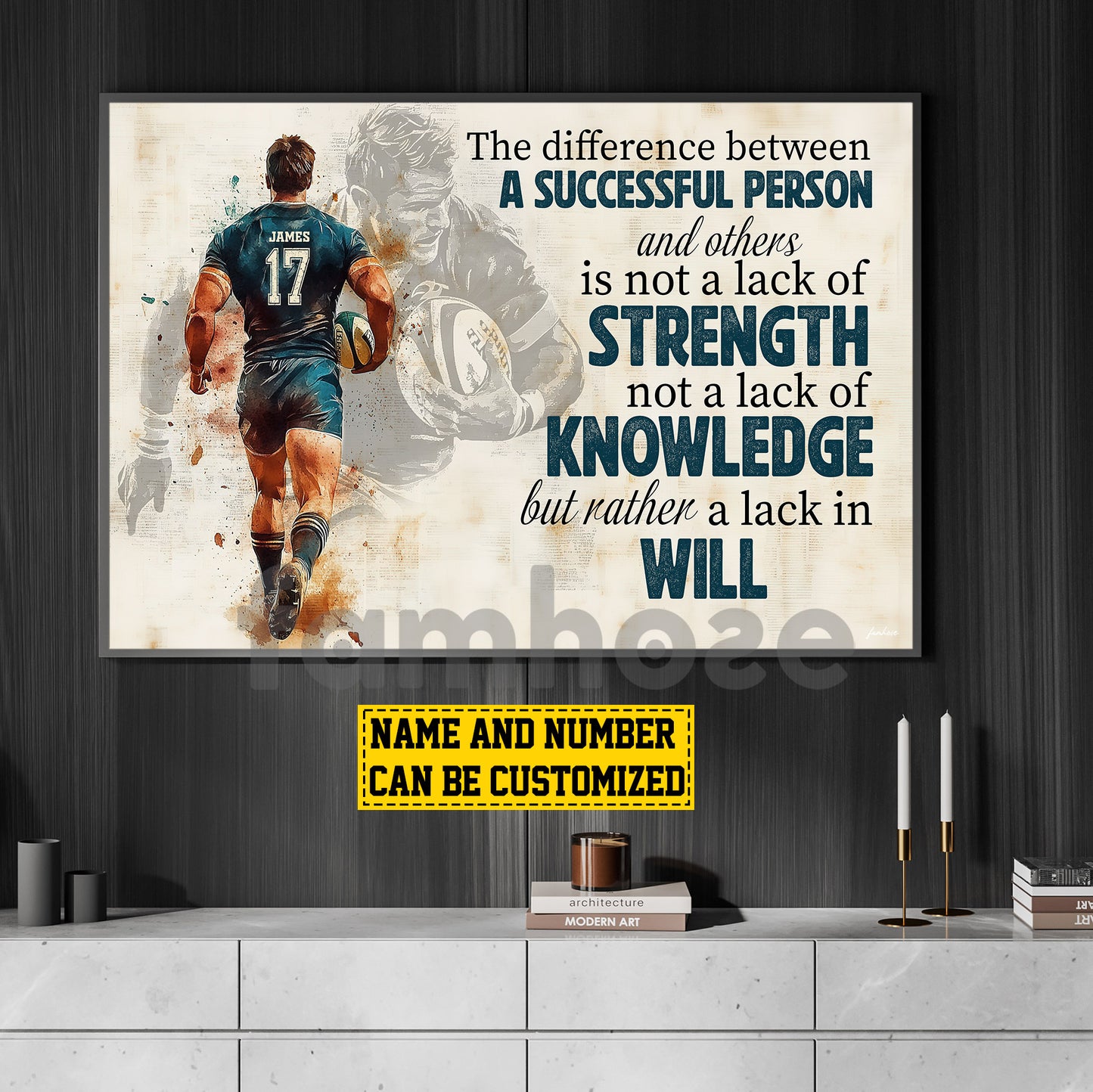 Personalized Rugby Man Canvas Painting, The Difference Between A Successful Person And Others Sport Wall Art Decor, Poster Gift For Rugby Lovers