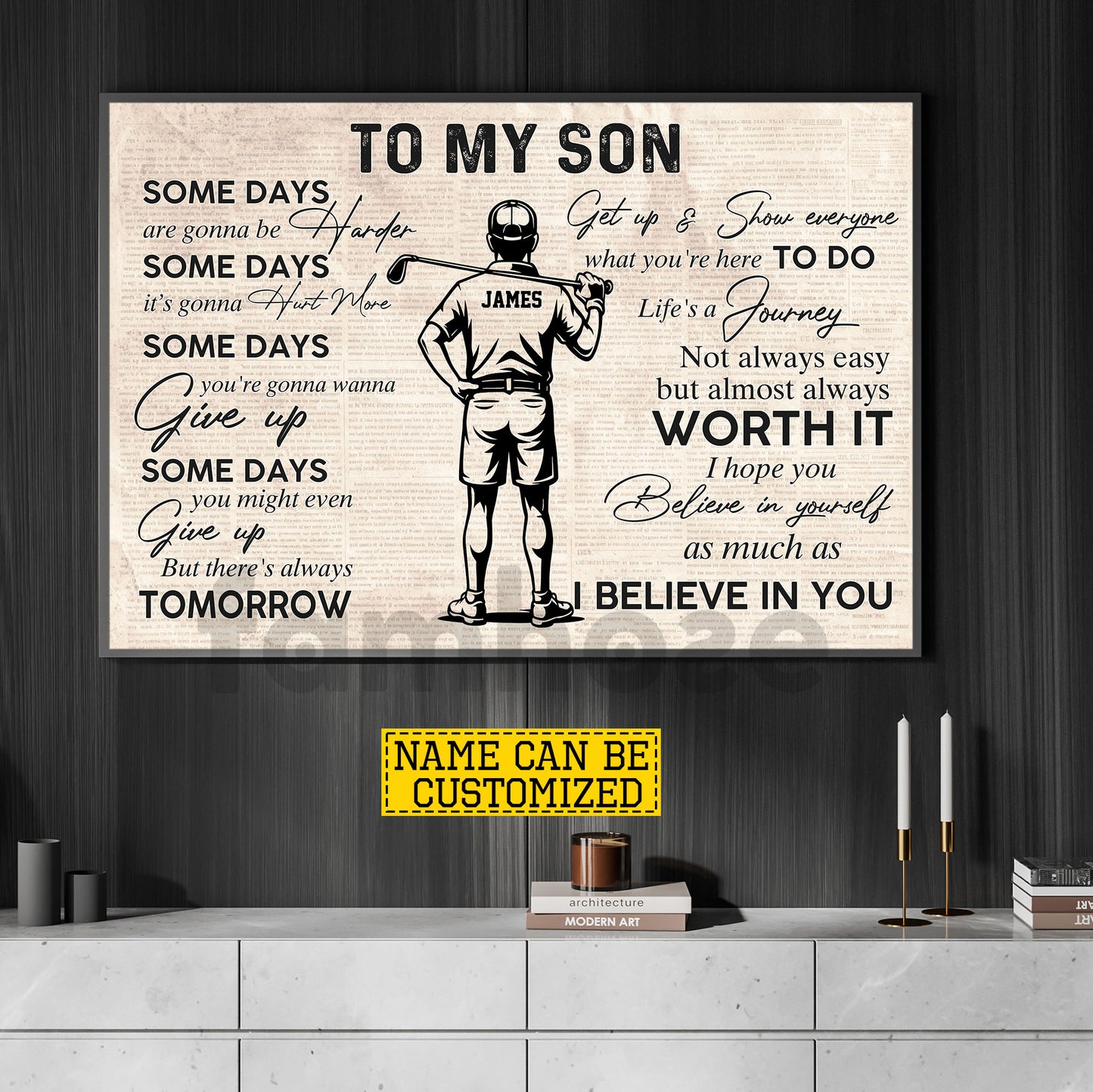 Personalized Golf Canvas Painting, To My Son I Believe In You Sport Wall Art Decor, Poster Gift For Golf Lover
