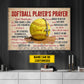 Personalized Softball God Canvas Painting, Softball Player's Prayer Sport Wall Art Decor, Poster Gift For Softball Lovers, God Lovers