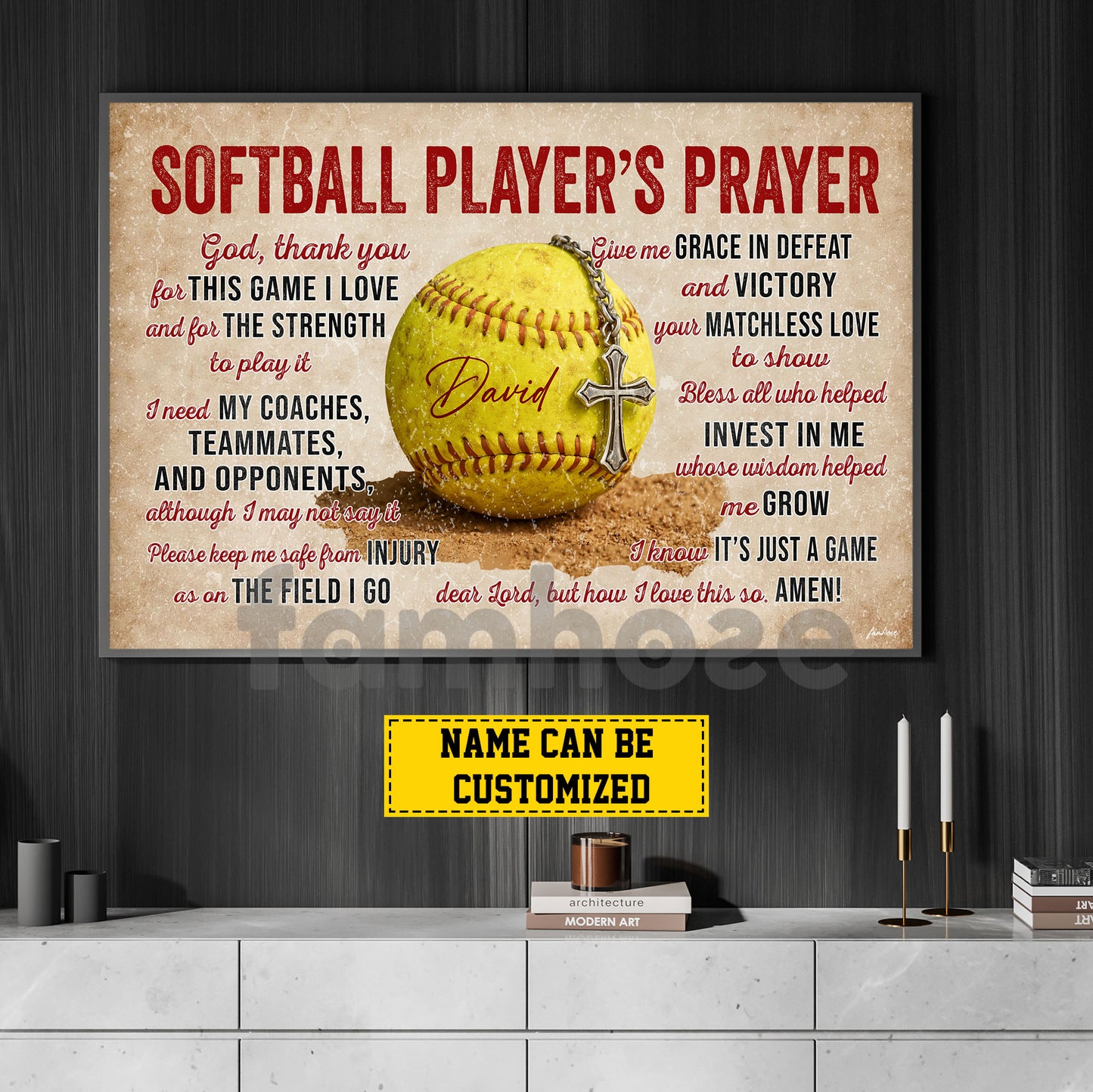 Personalized Softball God Canvas Painting, Softball Player's Prayer Sport Wall Art Decor, Poster Gift For Softball Lovers, God Lovers