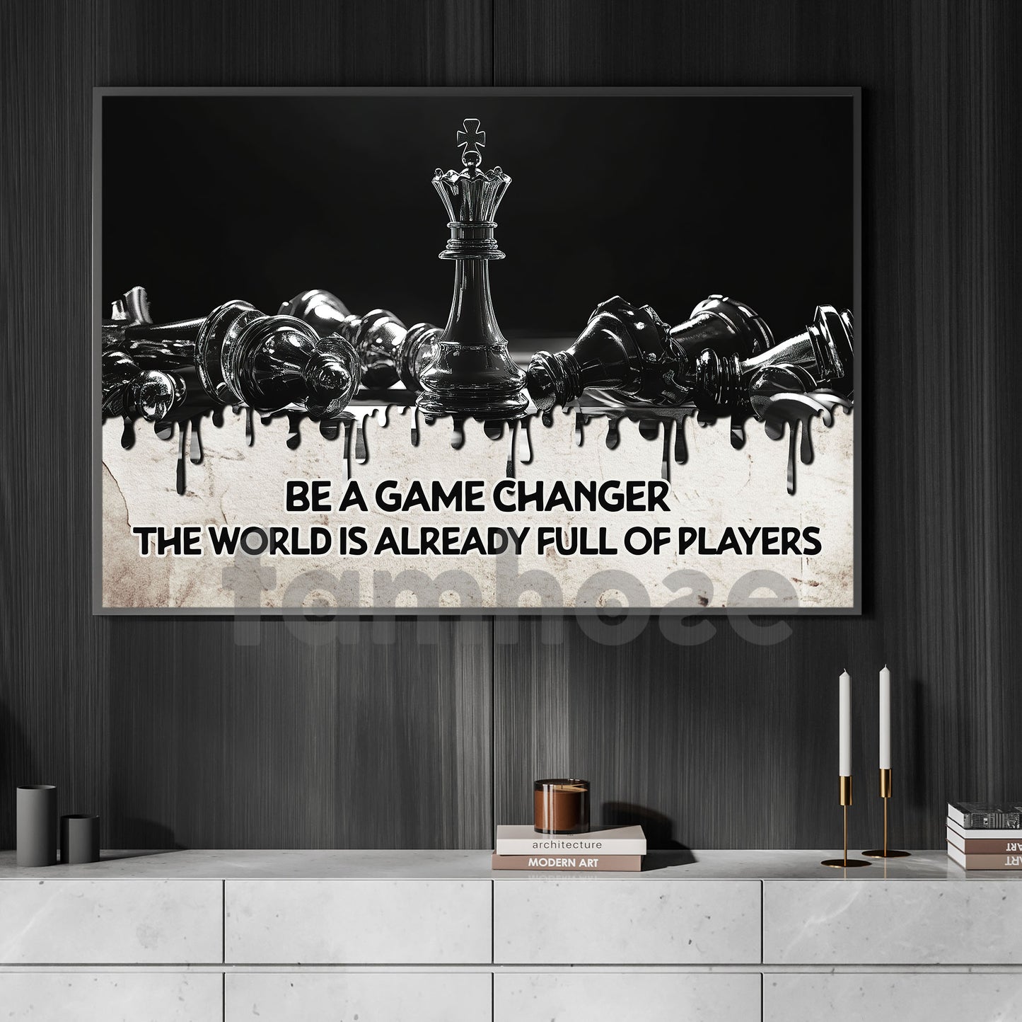 Be A Game Changer The World, Motivational Chess Wall Art Decor, Inspirational Canvas Painting, Poster Gift for Decoring Office, Living Room, or Workspace
