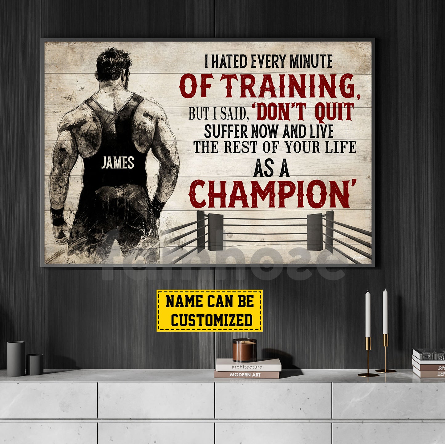 Motivational Personalized Wrestling Man Canvas Painting, I Hated Every Minute Of Training Sport Wall Art Decor, Poster Gift For Wrestler