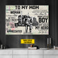 Personalized Mom Son Trucker Canvas Painting, To My Mom Trucker Wall Art Decor, Poster Gift For Mom From Truck Drivers