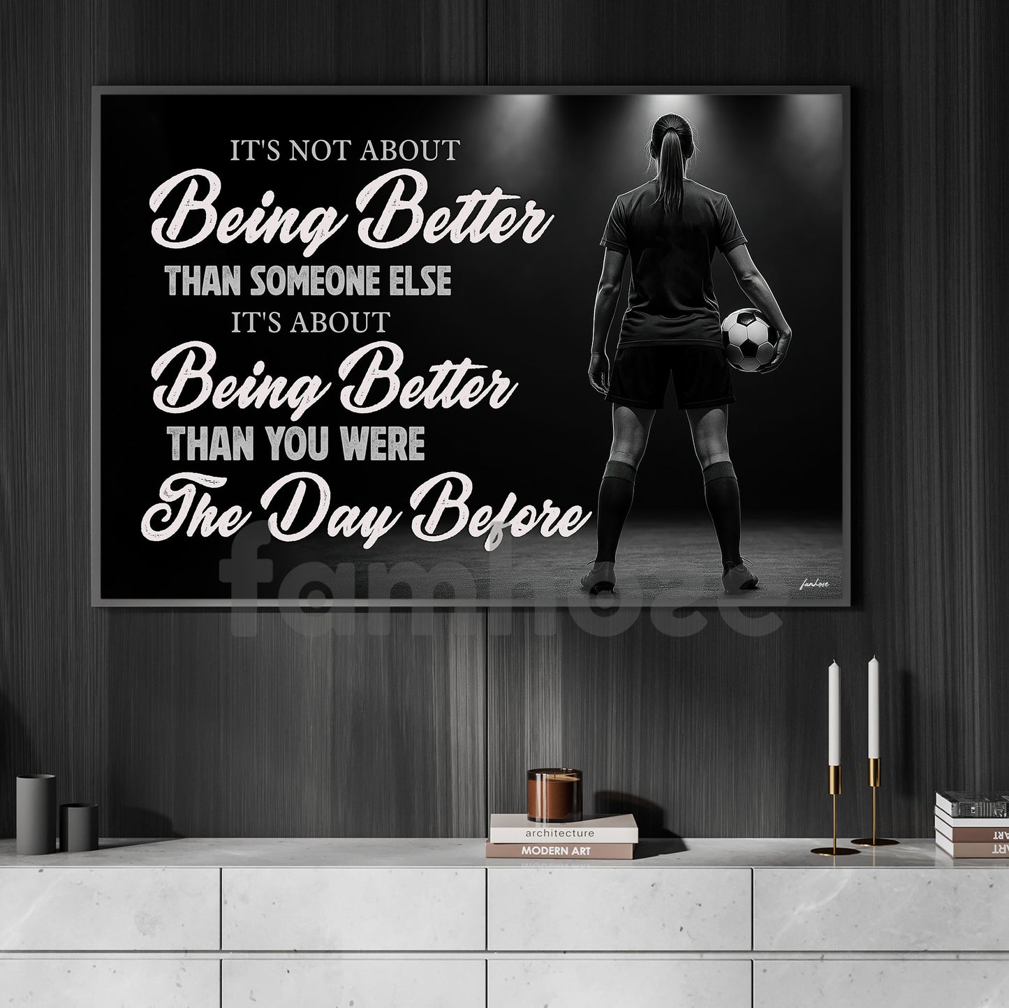 Motivational Soccer Girl Canvas Painting, It's About Being Better Wall Art Decor, Poster Gift For Soccer Lovers