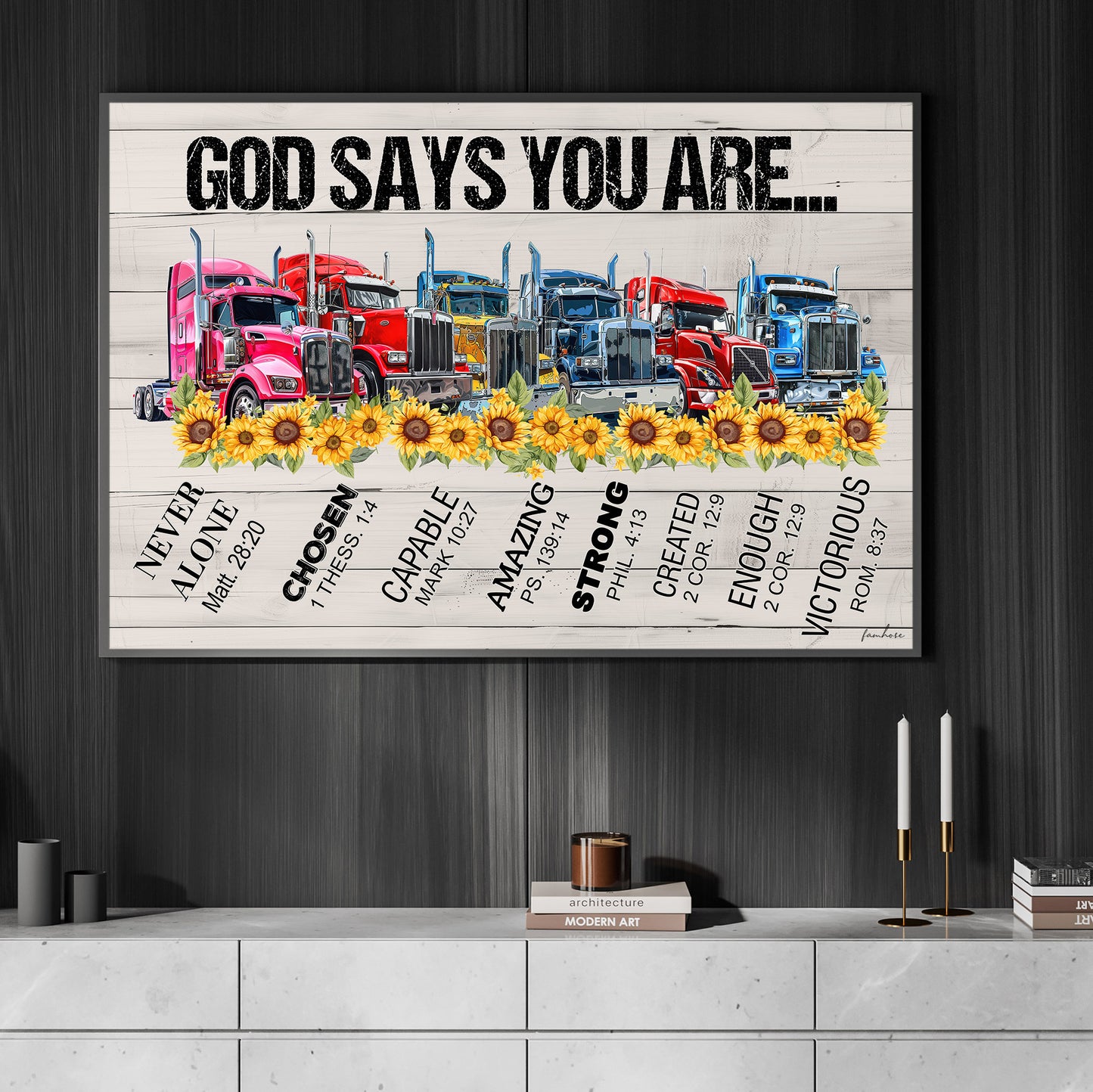 Interesting Trucker Canvas Painting, God Says You Are Wall Art Decor, Poster Gift For Truck Drivers