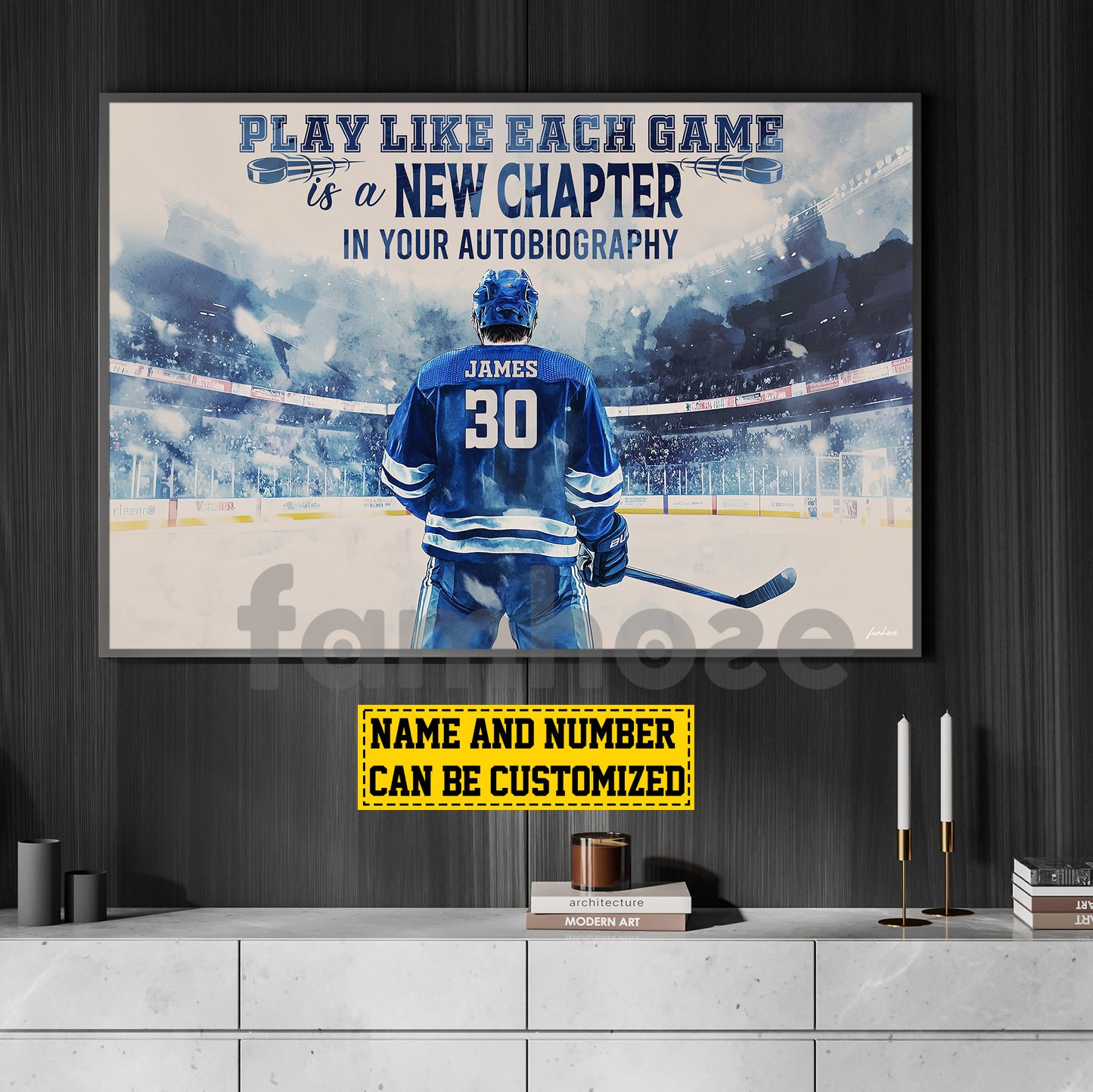 Motivational Personalized Hockey Man Canvas Painting, Play Like Each Game Sport Wall Art Decor, Poster Gift For Hockey Lovers