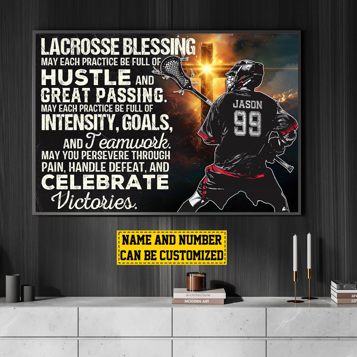 Personalized Motivational Lacrosse Canvas Painting, Lacrosse Blessing, Sports Quotes Wall Art Decor, Poster Gift For Lacrosse Lovers, Lacrosse Boys