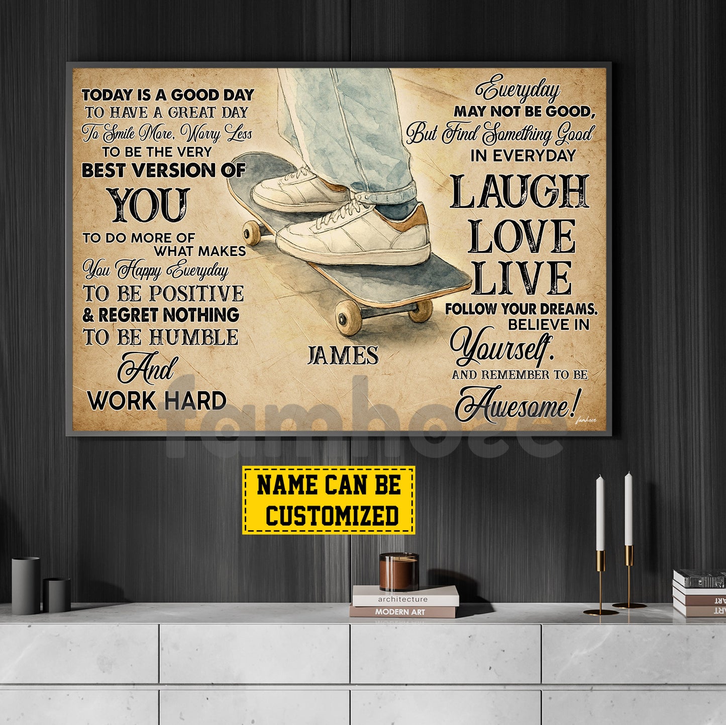 Motivational Personalized Skateboarding Canvas Painting, Today Is A Good Day Sport Wall Art Decor, Poster Gift For Skateboarding Lovers