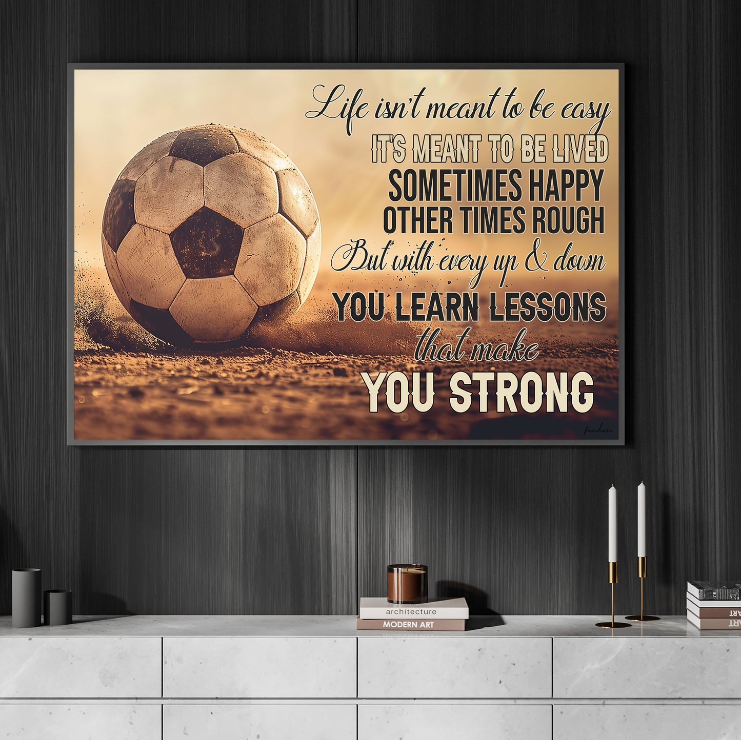 Motivational Soccer Canvas Painting, Life Isn't Meant To Be Easy, Sports Quotes Wall Art Decor, Poster Gift For Soccer Lovers, Soccer Players