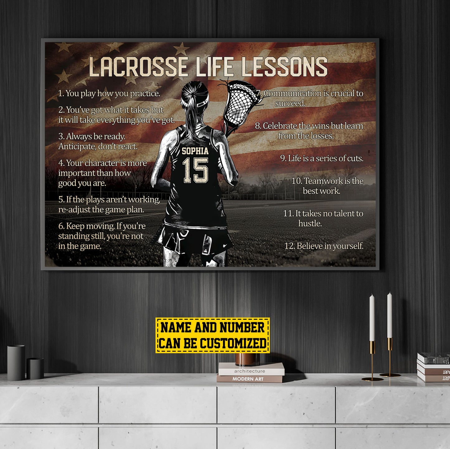 Personalized Motivational Lacrosse Girl Canvas Painting, Lacrosse Life Lessons, Sports Quotes Wall Art Decor, Poster Gift For Lacrosse Lovers, Lacrosse Girls