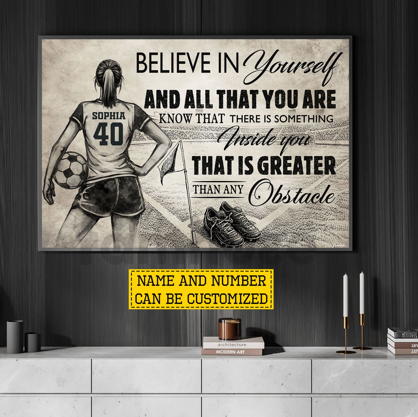 Personalized Soccer Girl Canvas Painting, Believe In Yourself And All That You Are Wall Art Decor, Poster Gift For Soccer Lovers
