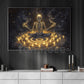 Halloween Skeleton Meditation Canvas Painting, Necromancer’s Meditation Wall Art Decor, Spooky Season Poster Gift For Meditator, Skeleton Lovers
