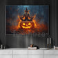 Halloween Meditation Witch Canvas Painting, A Witch Sits Cross Wall Art Decor, Spooky Season Poster Gift For Meditator, Witch Lovers