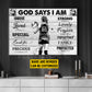 Personalized Volleyball Girl Canvas Painting, God Says I Am, Sports Quotes Wall Art Decor, Poster Gift For Volleyball Lovers