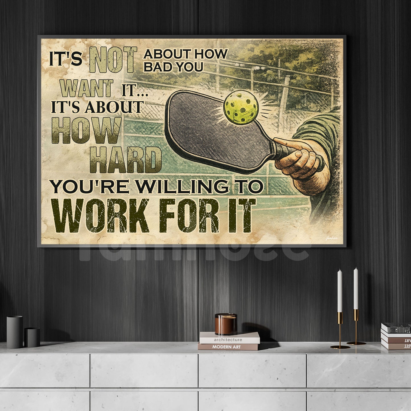 Motivational Pickleball Canvas Painting, It's Not About How Bad You Want It Sport Wall Art Decor, Poster Gift For Pickleball Lovers