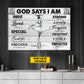 Personalized Ballet Girl Canvas Painting, God Says I Am, Sports Quotes Wall Art Decor, Poster Gift For Ballet Lovers
