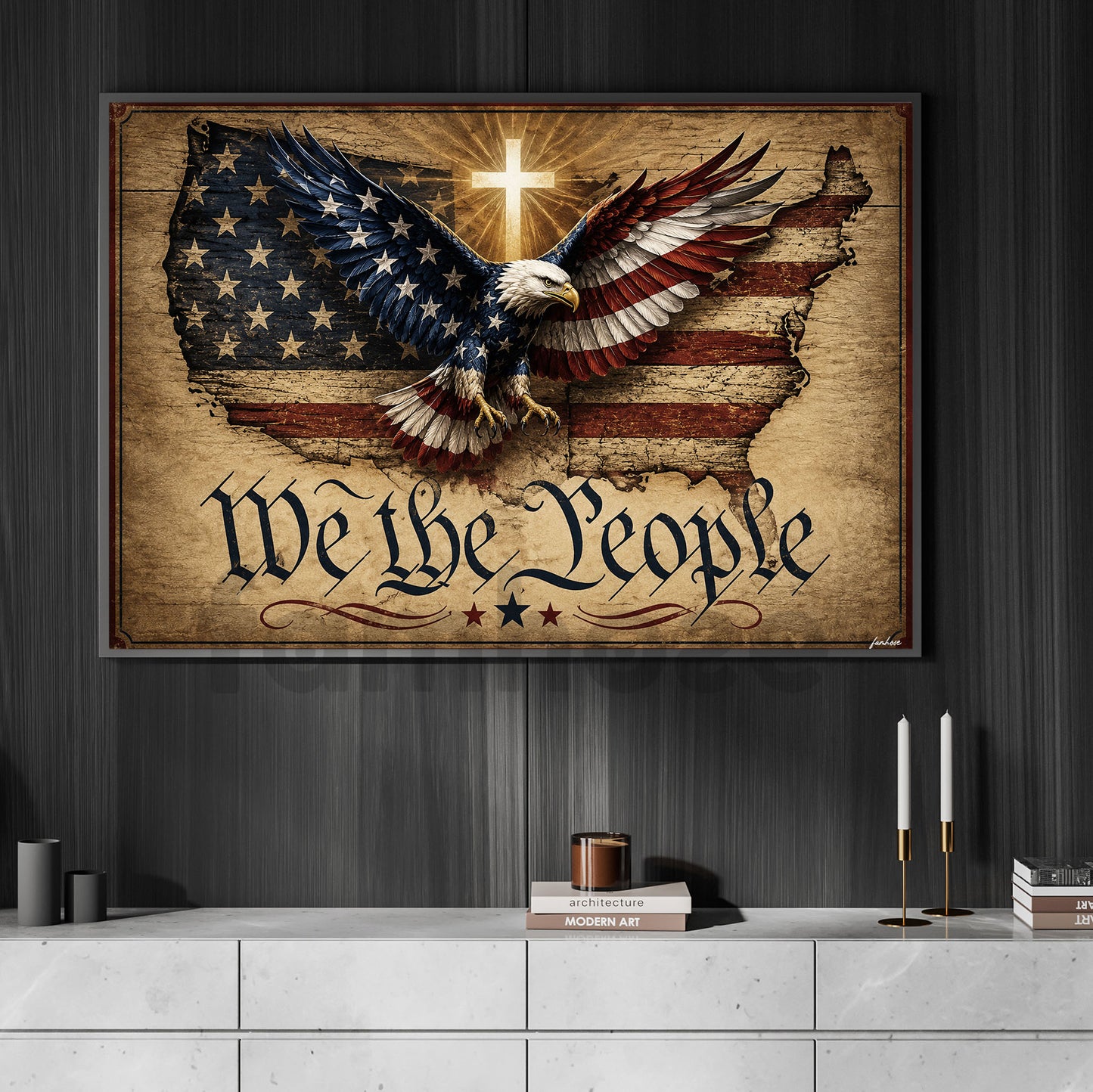 July 4th Canvas Painting, We The People Wall Art Decor, Independence Day Poster Gift For American Lover