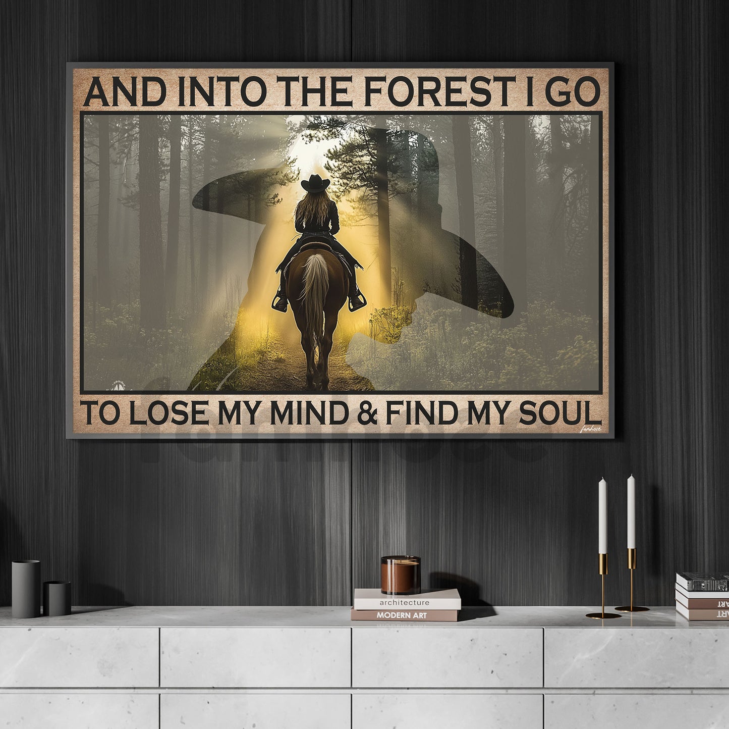 Cowgirl Canvas Painting, And Into The Forest I Go Wall Art Decor, Poster Gift For Cowgirl