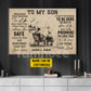 Motivational Personalized Dad & Son Fishing Canvas Painting, To My Son Sports Quotes Wall Art Decor, Poster Gift For Fishing Lovers