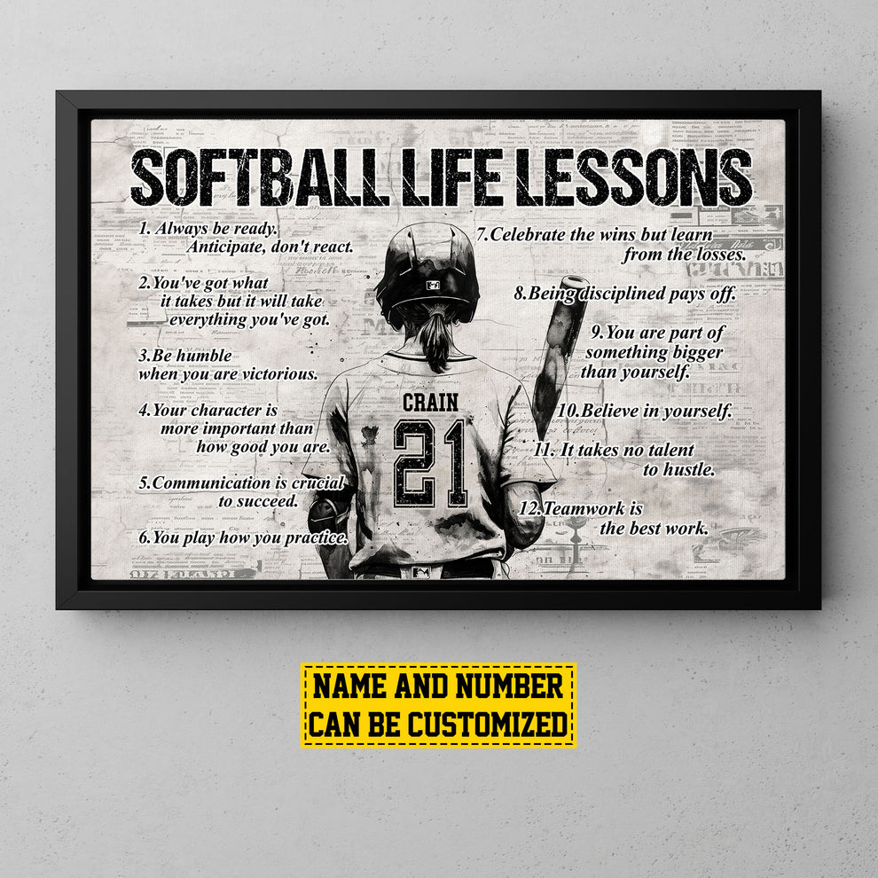 Softball Girl Life Lessons Always Be Ready, Personalized Motivational ...