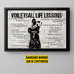 Volleyball Life Lessons, Personalized Motivational Volleyball Canvas Painting, Inspirational Quotes Wall Art Decor, Poster Gift For Volleyball Lovers