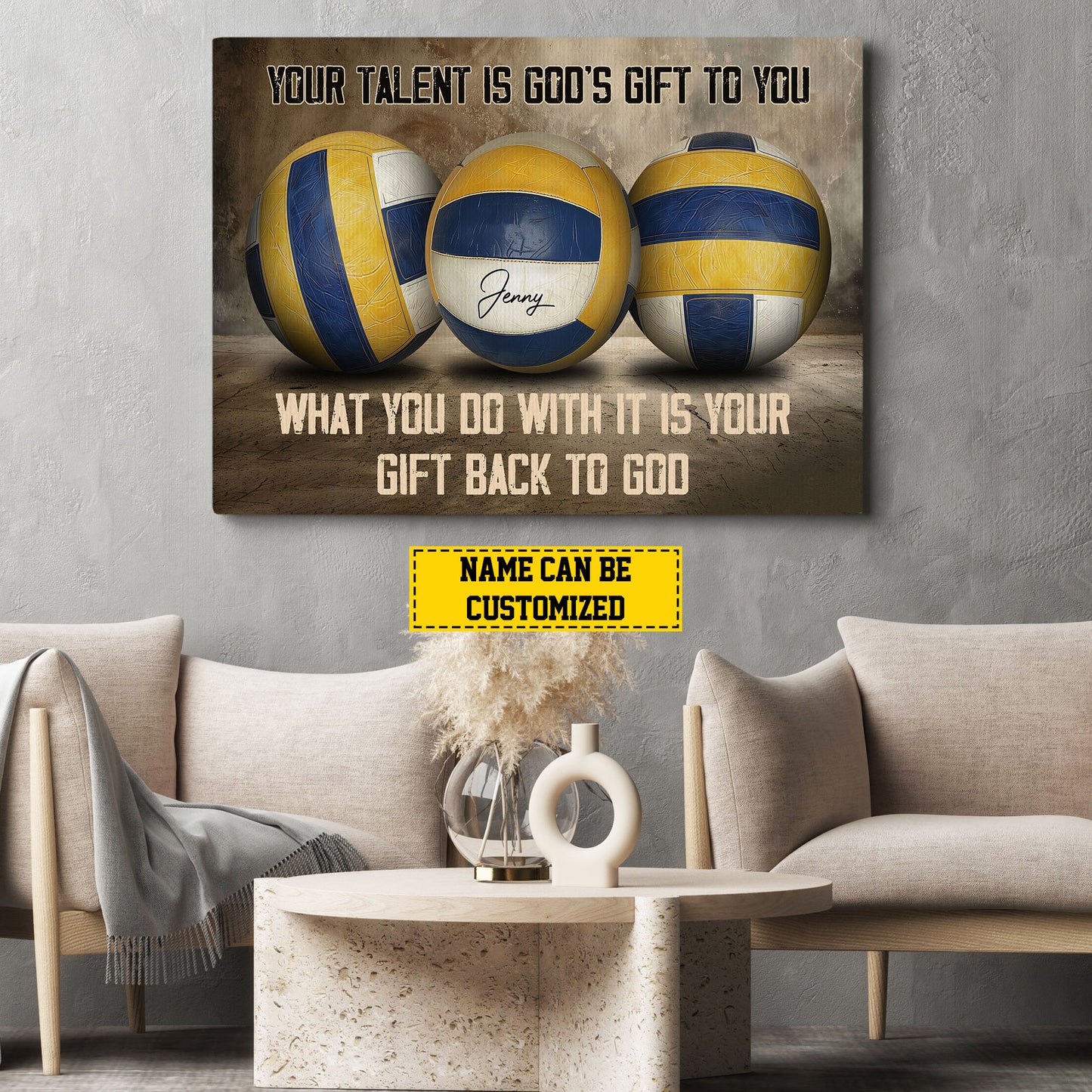 Personalized Volleyball Canvas Painting, Your Talent Is God's Gift To You, Sports Quotes Wall Art Decor, Poster Gift For Volleyball Lovers, Volleyball Players