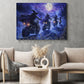 Halloween Motorcycle Witch Canvas Painting, Midnight Highway Coven Wall Art Decor, Spooky Season Poster Gift For Biker