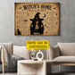 Personalized Halloween Witch Canvas Painting, Witch’s Home Rules Wall Art Decor, Spooky Season Poster Gift For Witch Lover