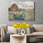 Rustic Farm Truck & Barn Canvas Painting, There's No Place Like Home Wildflowers Wall Art Decor, Poster Gift For Farming Lover