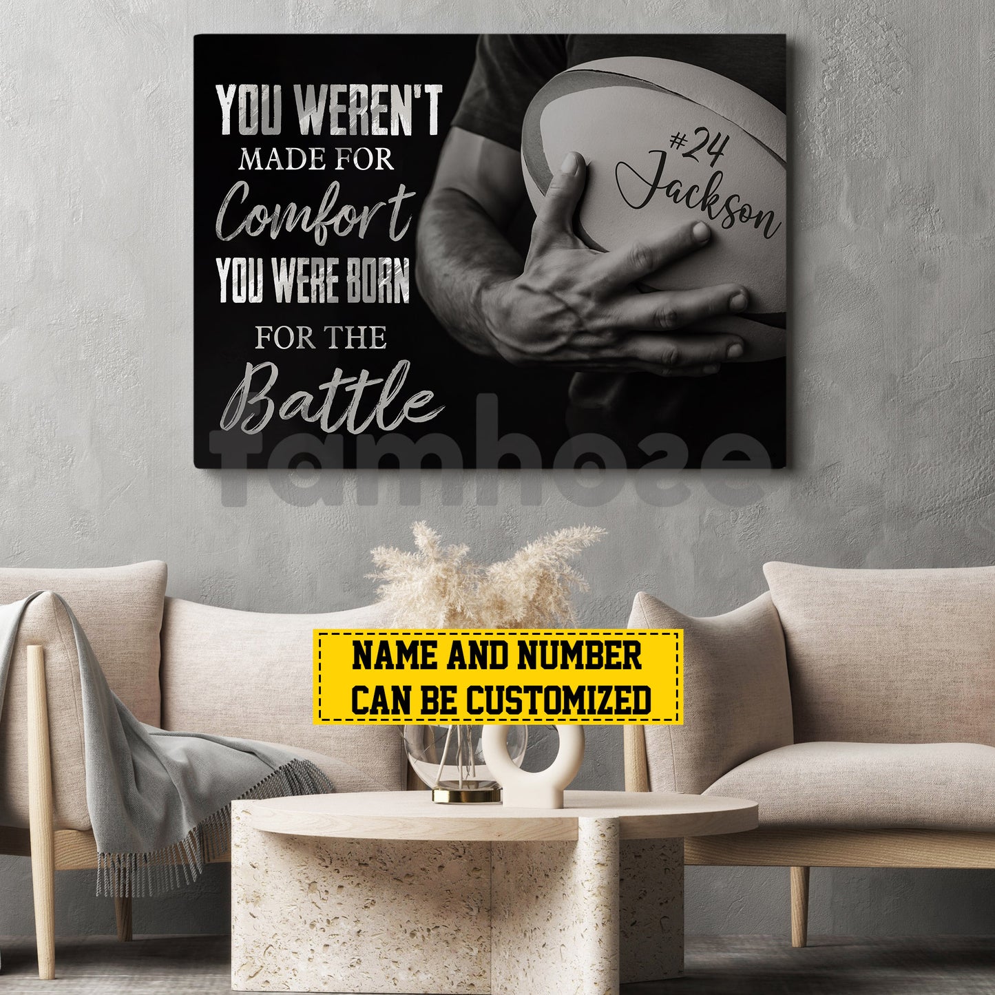 Motivational Personalized Rugby Man Canvas Painting, You Were Born For The Battle Wall Art Decor, Poster Gift For Rugby Lovers
