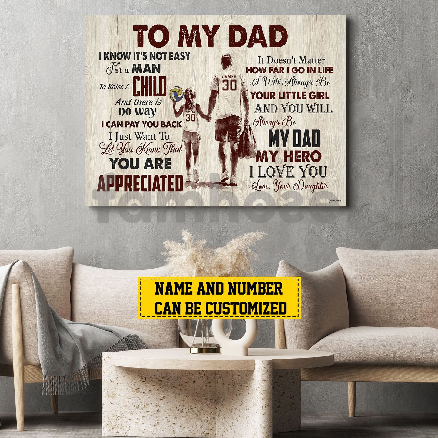 Personalized Volleyball Dad Girl Canvas Painting, To My Dad  I Know It's Not Easy Sport Wall Art Decor, Poster Gift For Volleyball Lovers