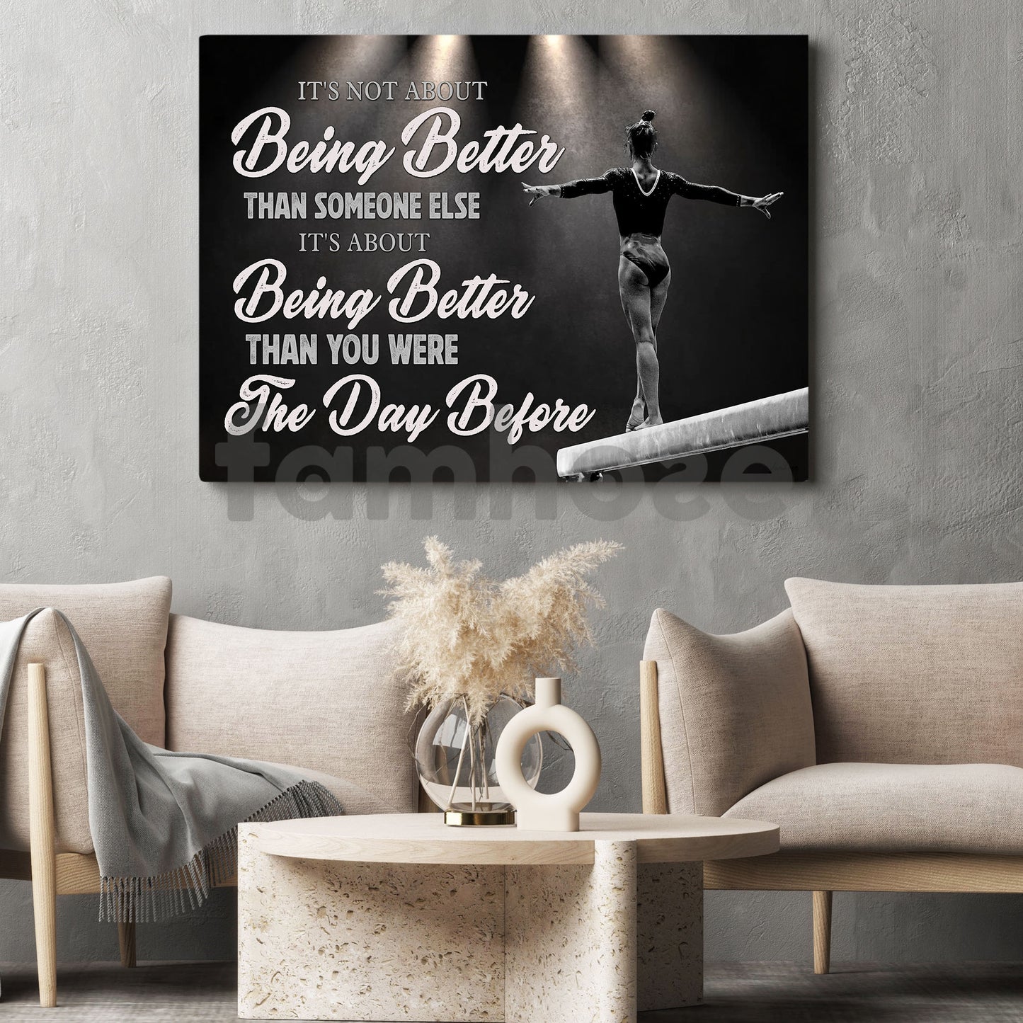 Motivational Gymnastic Girl Canvas Painting, It's About Being Better Than You Were The Day Before Wall Art Decor, Poster Gift For Gymnastics Lovers