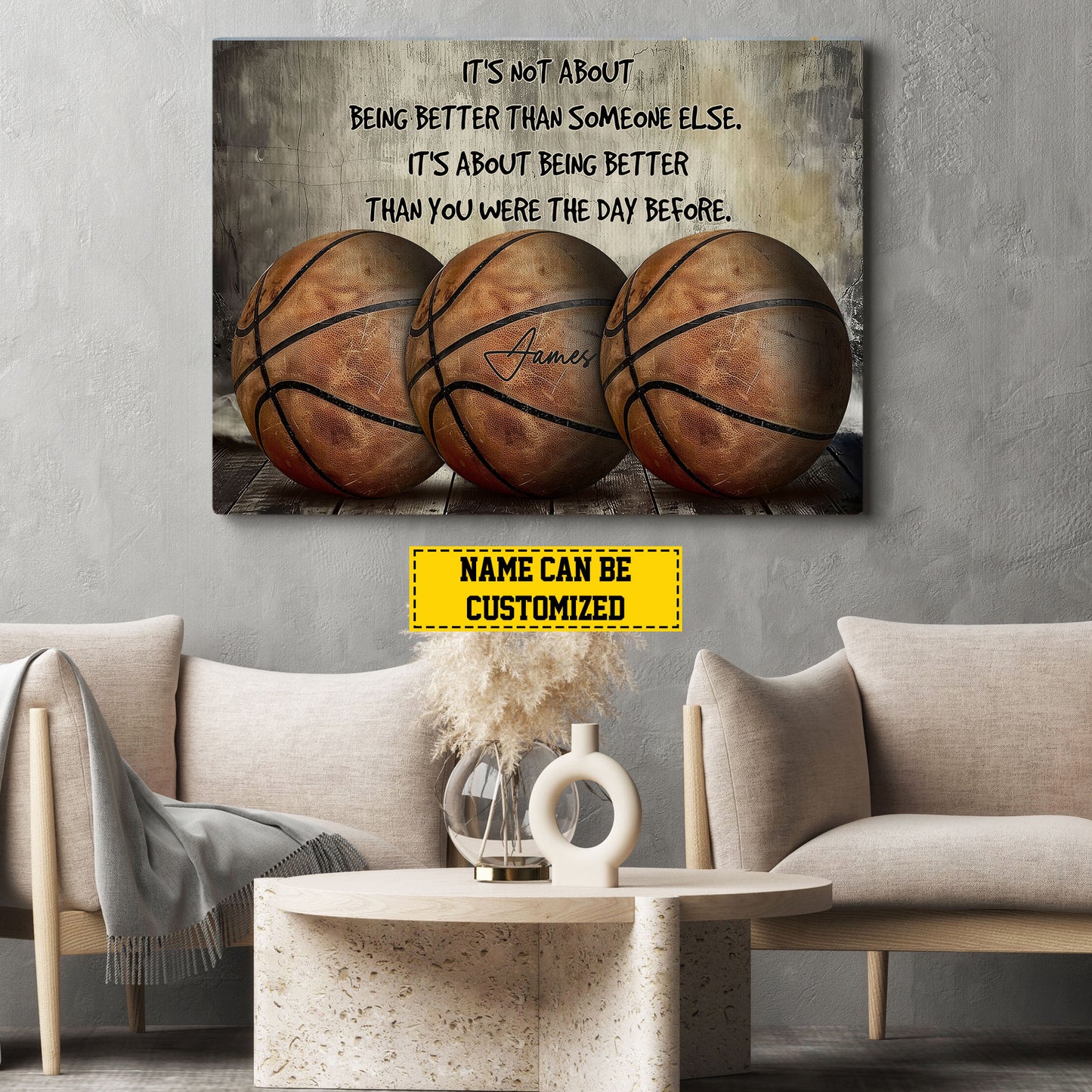 Personalized Basketball Canvas Painting, It's About Being Better Than, Sports Quotes Wall Art Decor, Poster Gift For Basketball Lovers, Basketball Players