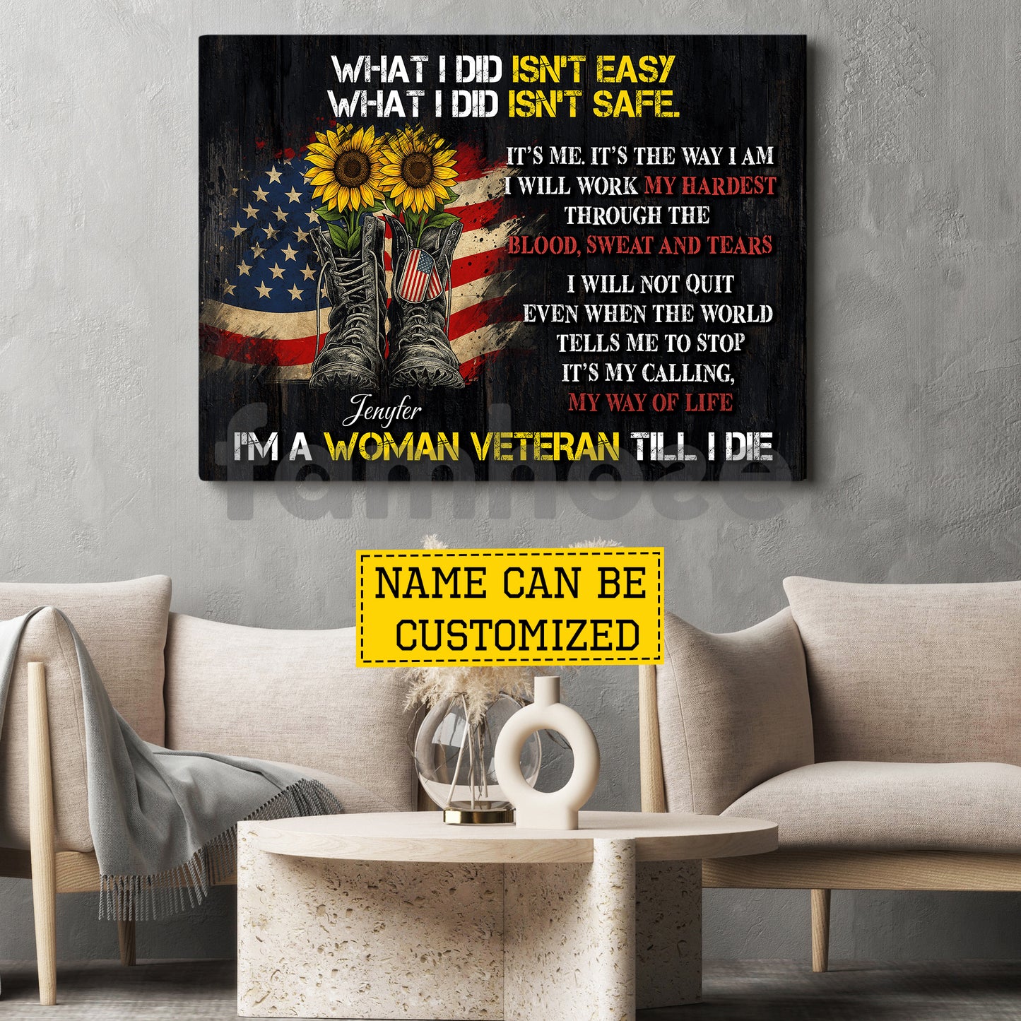 Personalized Women Veterans Canvas Painting, I'm A Woman Veteran Till I Die Wall Art Decor, Poster Gift For Former Soldiers