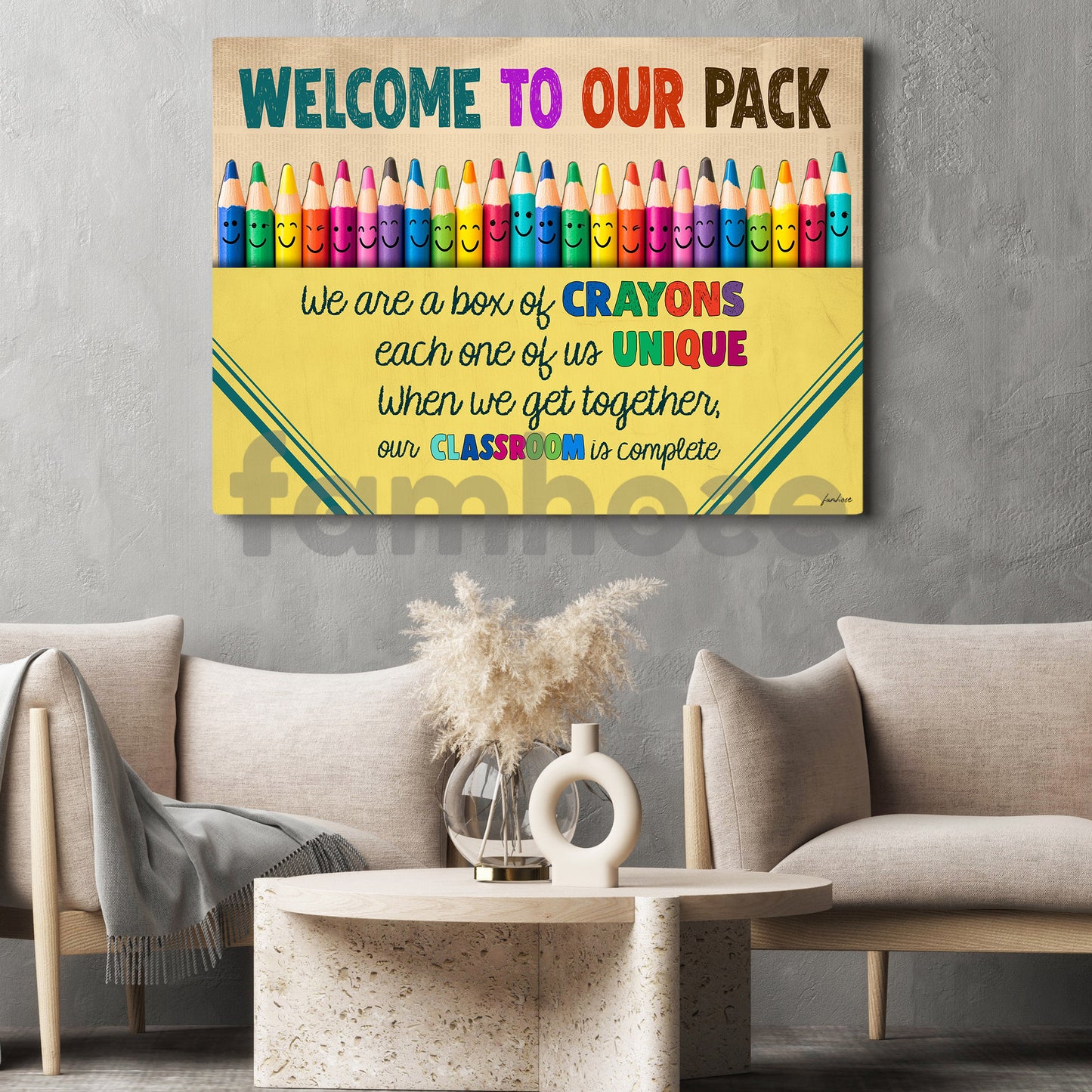 Funny Motivational Saying Classroom Canvas Painting, Welcome To Our Pack Study Room Wall Art Decor, Poster Gift For Learning Space, Classroom