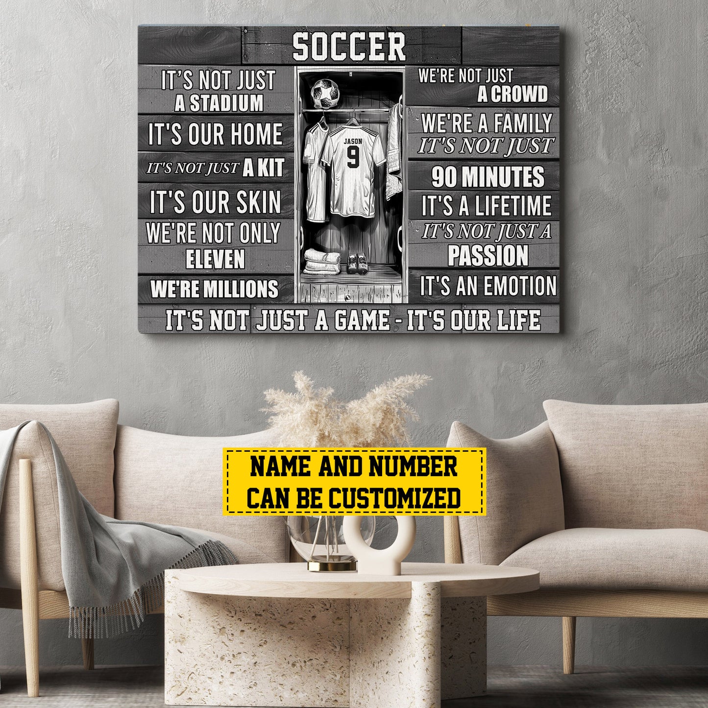 Personalized Motivational Soccer Canvas Painting, It's Not Just A Game, Sports Quotes Wall Art Decor, Poster Gift For Soccer Lovers