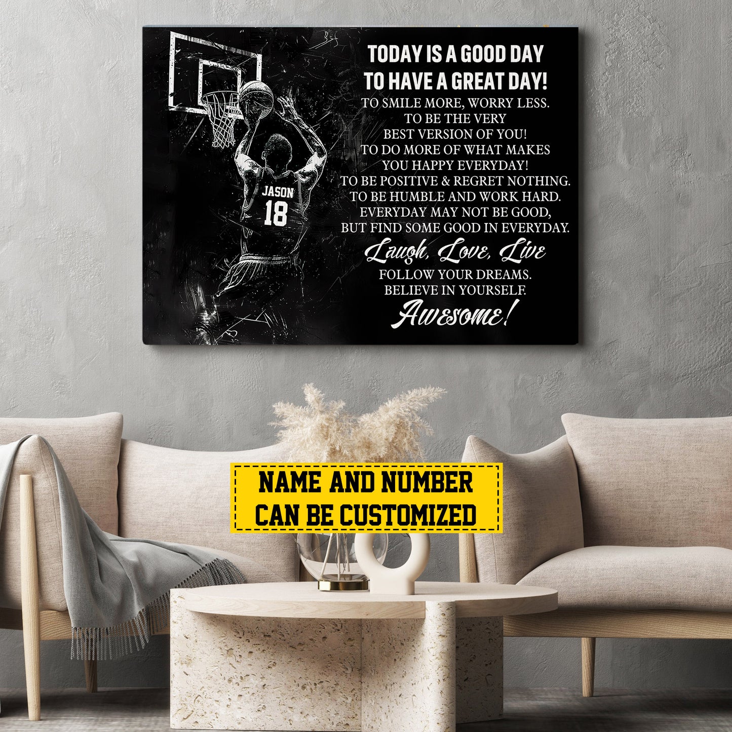 Personalized Funny Basketball Canvas Painting, Today Is A Good Day, Sports Quotes Wall Art Decor, Poster Gift For Basketball Lovers, Basketball Players