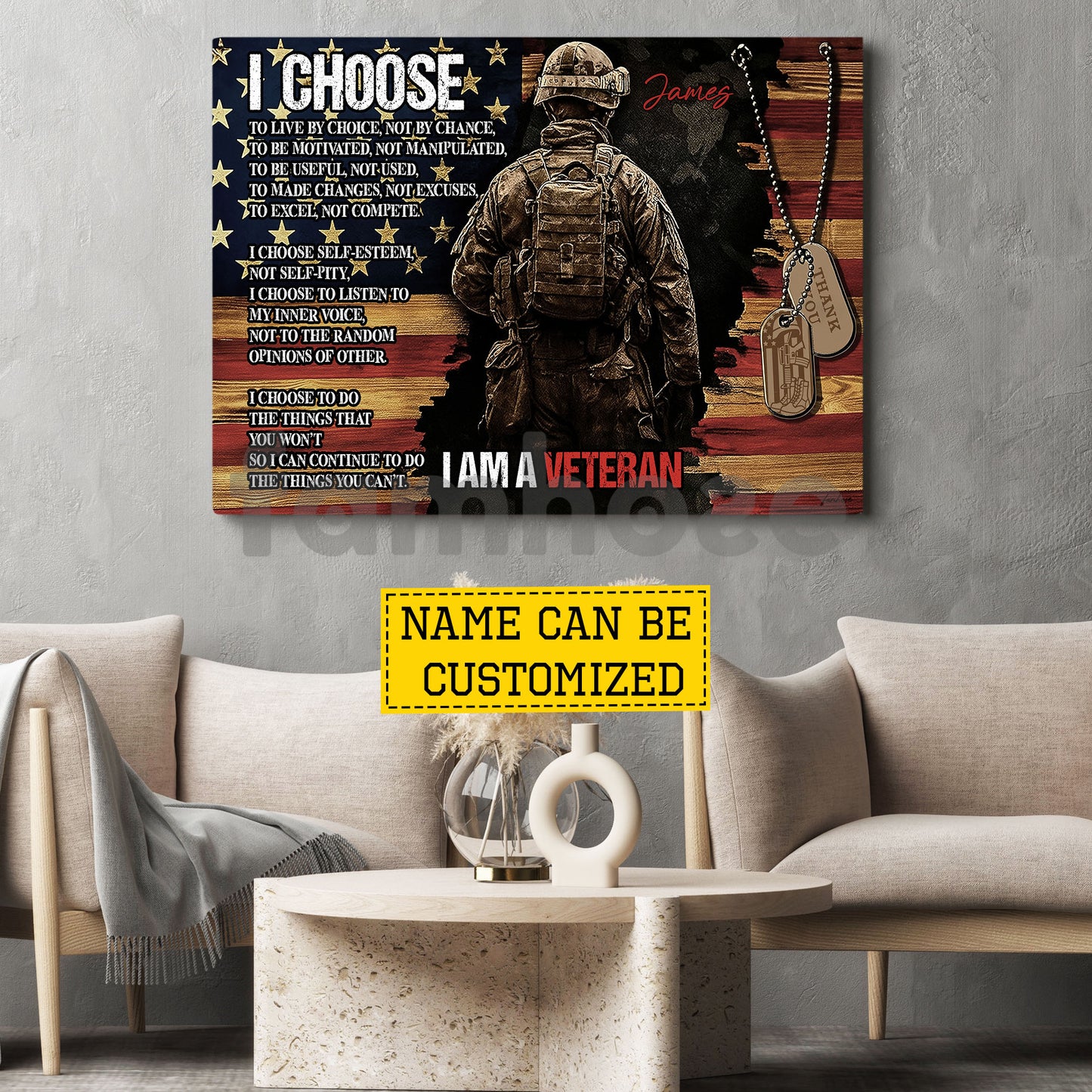 Personalized Veterans Canvas Painting, I Choose I'm A Veteran Wall Art Decor, Poster Gift For Former Soldiers