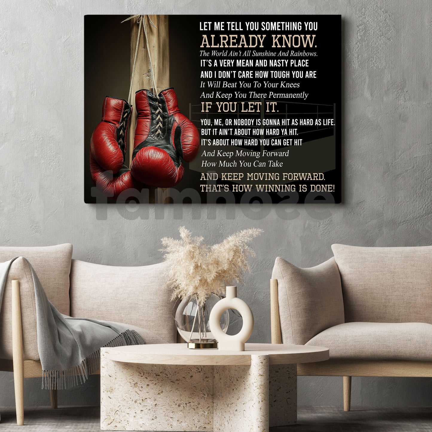 Boxing Canvas Painting, Keep Moving Forward That's How Winning Is Done Sport Wall Art Decor, Poster Gift For Boxing Lover