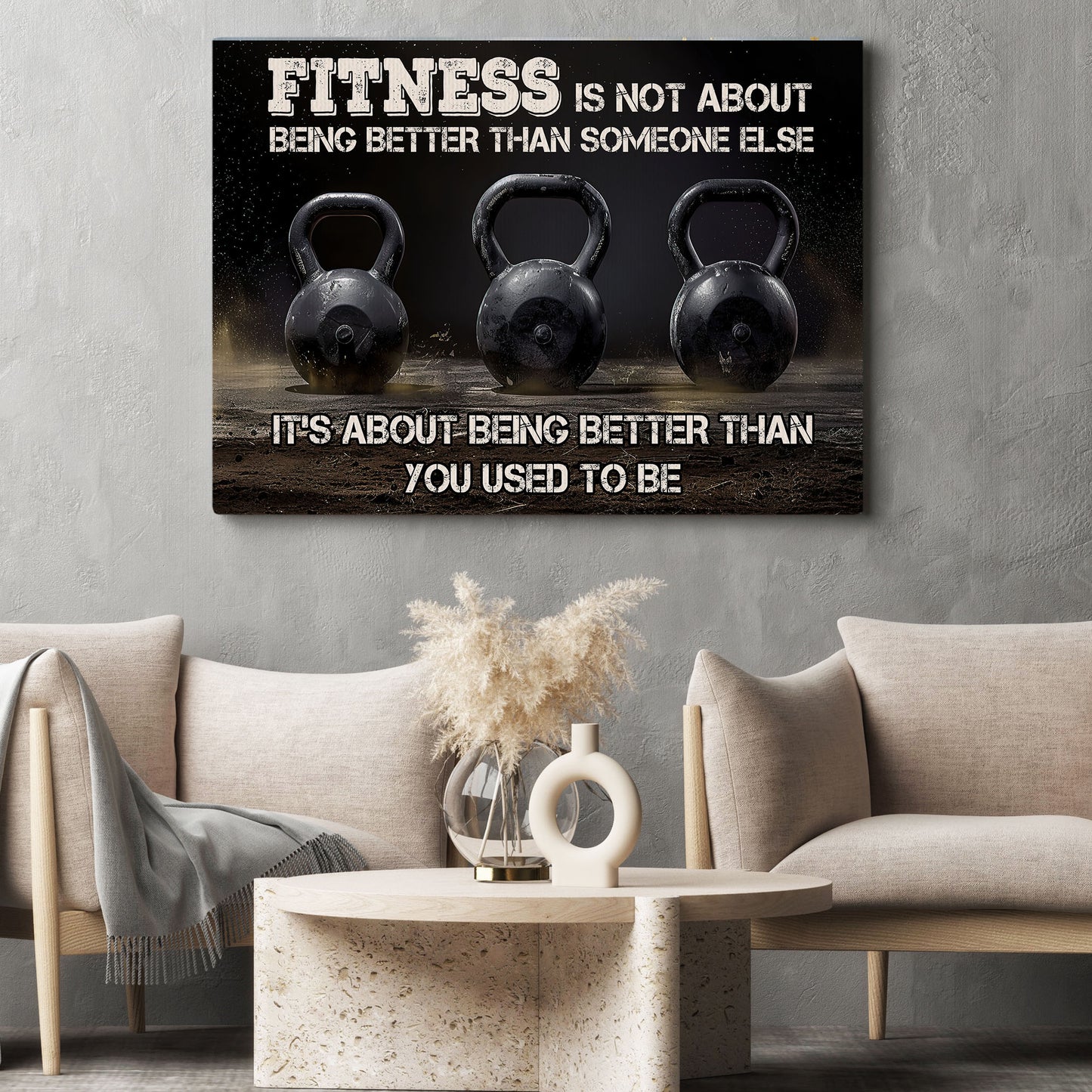 Gym Canvas Painting, Fitness Is Not About Being Better Than Someone Else, Motivational Fitness Quotes Wall Art Decor, Ideal Poster Gift For Sports Enthusiasts