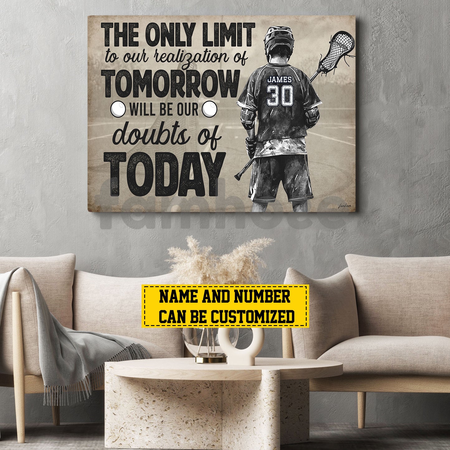 Motivational Personalized Lacrosse Man Canvas Painting, The Only Limit To Our Realization Of Tomorrow Sport Wall Art Decor, Poster Gift For Lacrosse Lovers