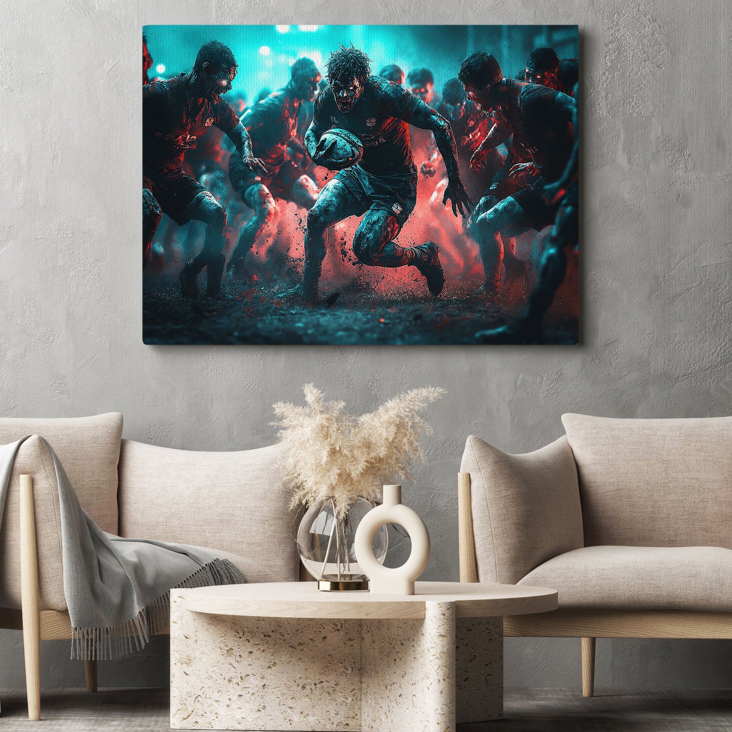 Undead Scrum, Rugby Canvas Painting, Spooky Season Wall Art Decor, Halloween Poster Gift For Rugby Lovers