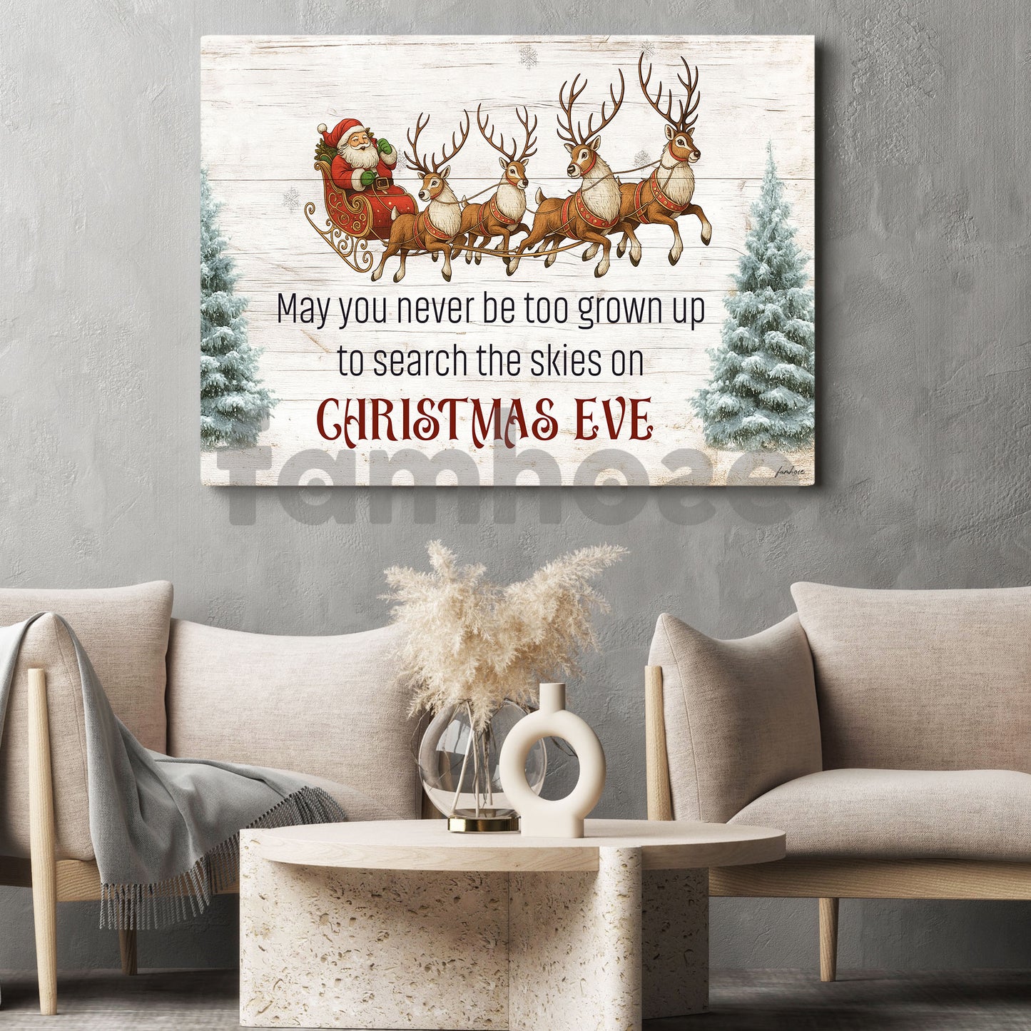 Christmas Quote Canvas Painting, May You Never Be Too Grown Up Wall Art Decor, Poster Gift To Decor House Or Office