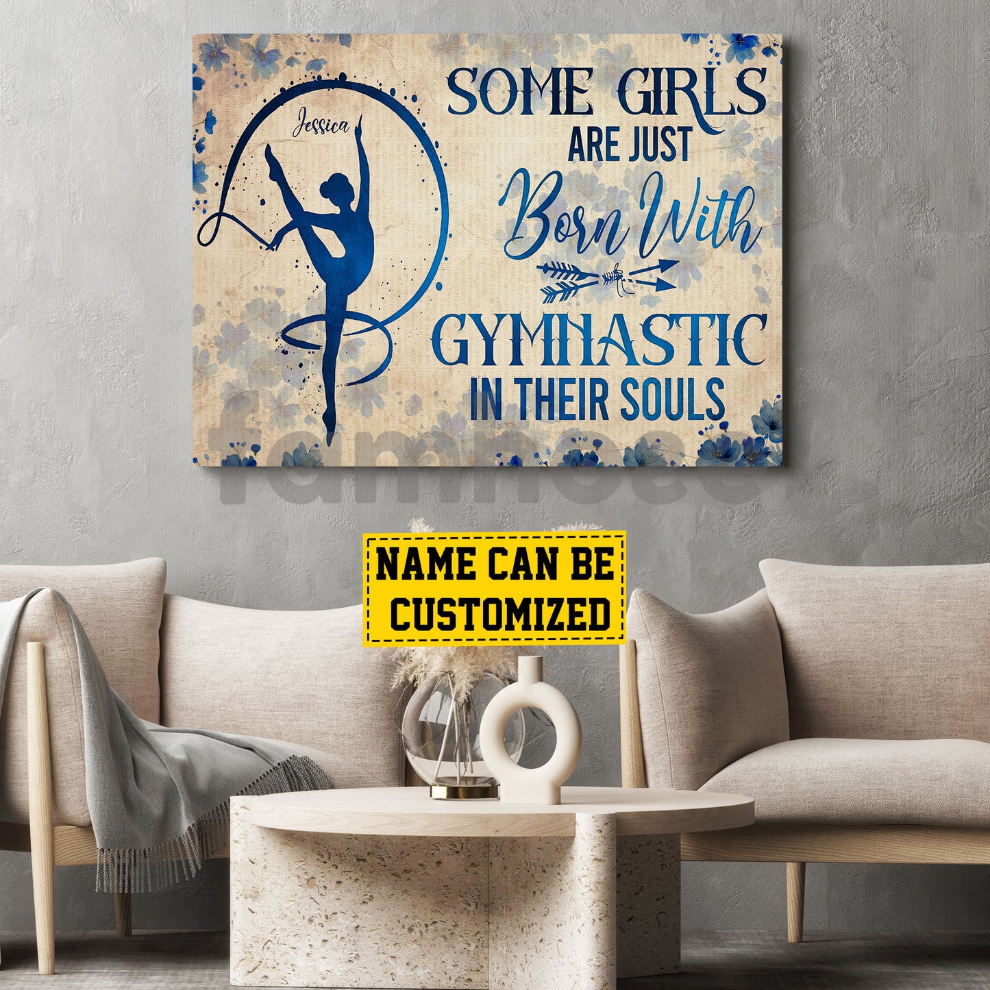 Personalized Gymnastic Woman Canvas Painting, Some Girls Are Just Born With Gymnastic In Their Souls Wall Art Decor, Poster Gift For Gymnastics Lovers