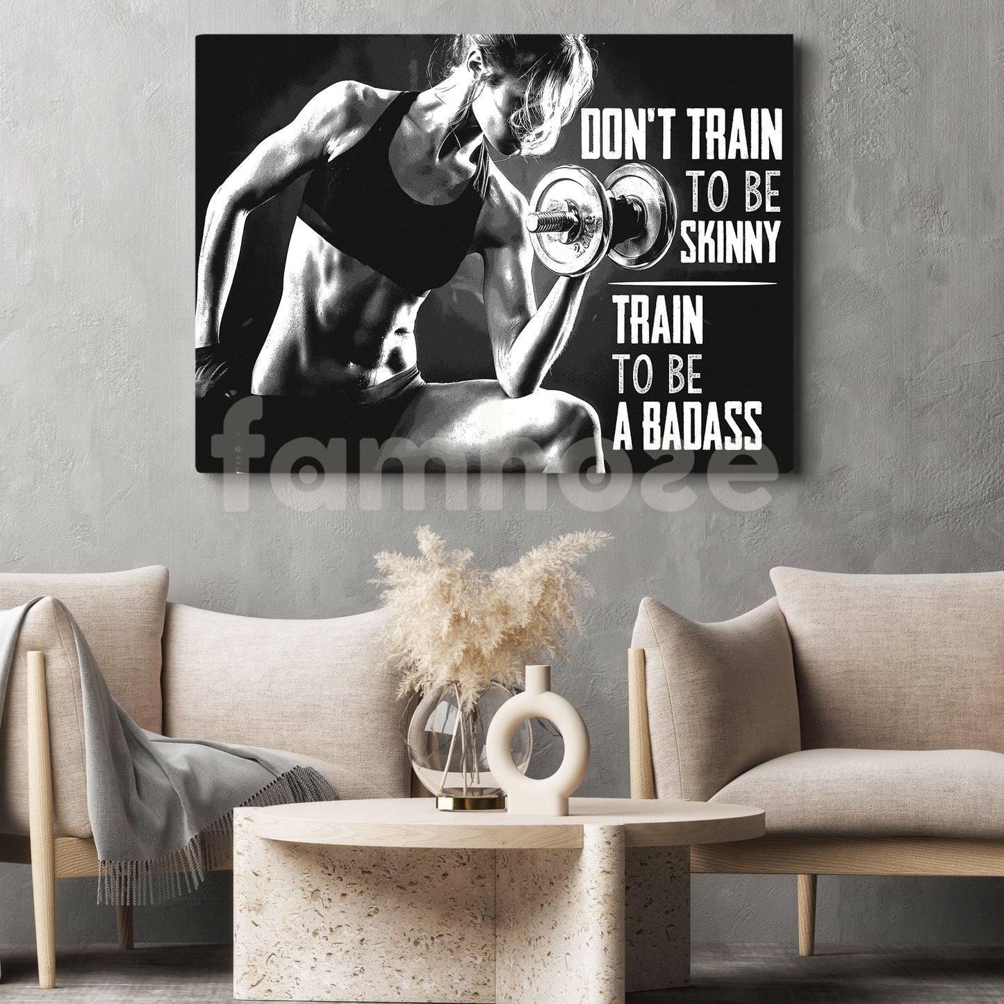 Don't Train To Be Skinny Train To Be A Badass, Motivational Wall Art Decor, Inspirational Sports Canvas Painting, Poster Gift For Gym Lovers