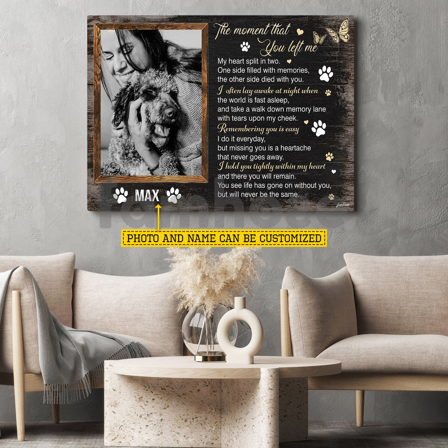 Personalized Dog Loss Keepsake & Memories Canvas Painting, The Moment That You Left Me Wall Art Decor, Poster Gift For Dog Lovers