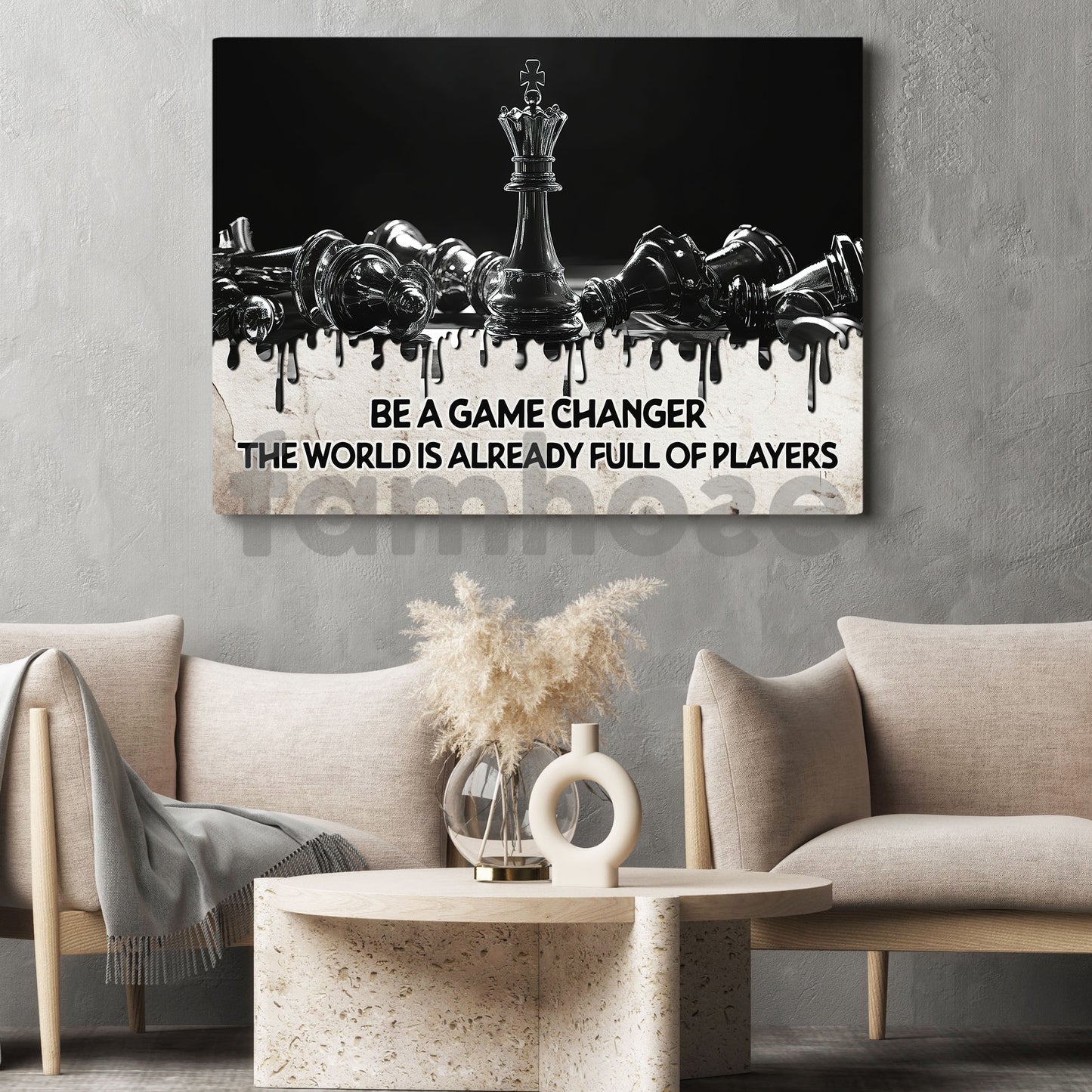 Be A Game Changer The World, Motivational Chess Wall Art Decor, Inspirational Canvas Painting, Poster Gift for Decoring Office, Living Room, or Workspace